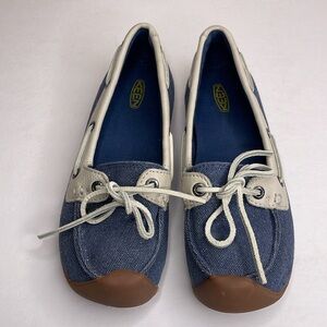 KEEN Catalina Flats Fabric & Leather Nautical Boat Shoes Slip-On Casual 7.